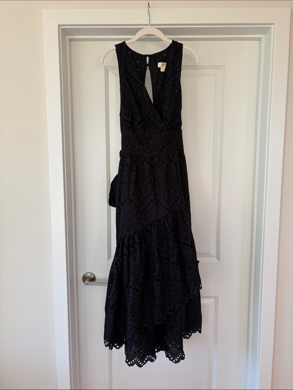 Anthropologie Maeve Black Eyelet Floral Midi Dress Size 12 - Picture 6 of 8